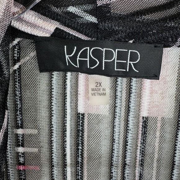 Kasper Cardigan Womens 2X Geometric Mesh Open Front Sheer Jacket Lightweight Lay - Picture 3 of 11